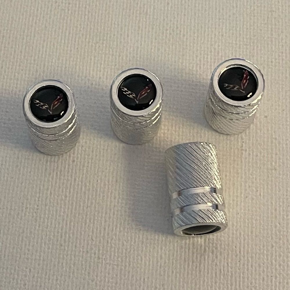 Corvette Valve Stem Caps in Silver with Logo NWT